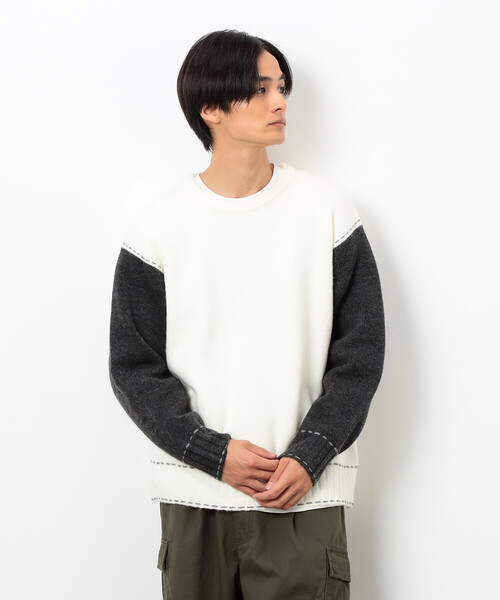 COMME CA ISM（コムサイズム）の「ハンドステッチプルオーバー（ニット/セーター・メンズ・アイボリー/ブラック/ネイビー・SMALL/MEDIUM/LARGE）」の6枚目の写真