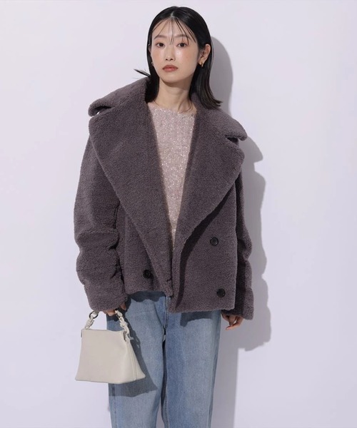 Mystrada(マイストラーダ)の「ボアショートコート(ダウンジャケット/コート・レディース・ブラウン/チャコールグレー/ホワイト/ベージュ系その他・36/38)」の5枚目の写真