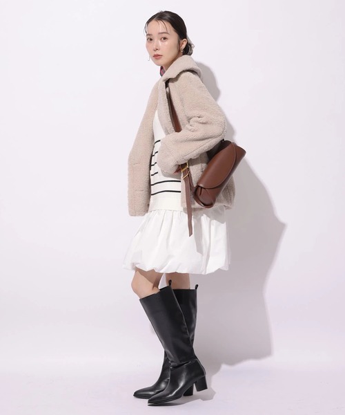 Mystrada(マイストラーダ)の「ボアショートコート(ダウンジャケット/コート・レディース・ブラウン/チャコールグレー/ホワイト/ベージュ系その他・36/38)」の8枚目の写真