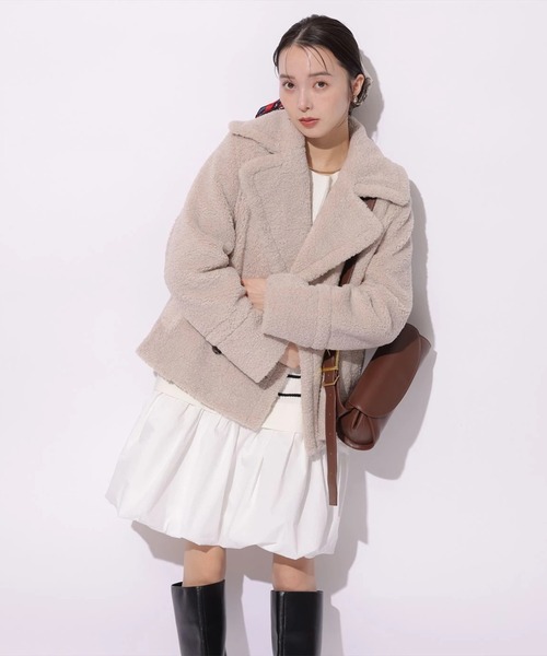 Mystrada(マイストラーダ)の「ボアショートコート(ダウンジャケット/コート・レディース・ブラウン/チャコールグレー/ホワイト/ベージュ系その他・36/38)」の11枚目の写真