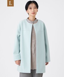 ノーカラーコート（ブルー・ネイビー/青色系）ファッション通販