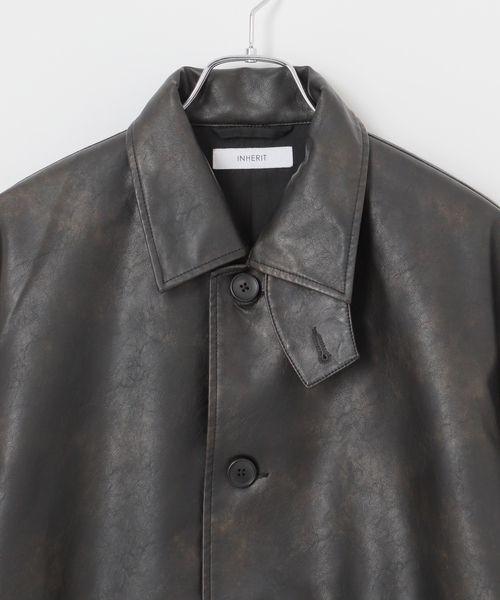 B.C STOCK（ベーセーストック）の「フェード加工 フェイクレザーカーコート（ライダースジャケット・メンズ・ブラック・LARGE/MEDIUM）」の12枚目の写真