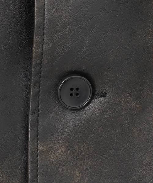 B.C STOCK（ベーセーストック）の「フェード加工 フェイクレザーカーコート（ライダースジャケット・メンズ・ブラック・LARGE/MEDIUM）」の13枚目の写真