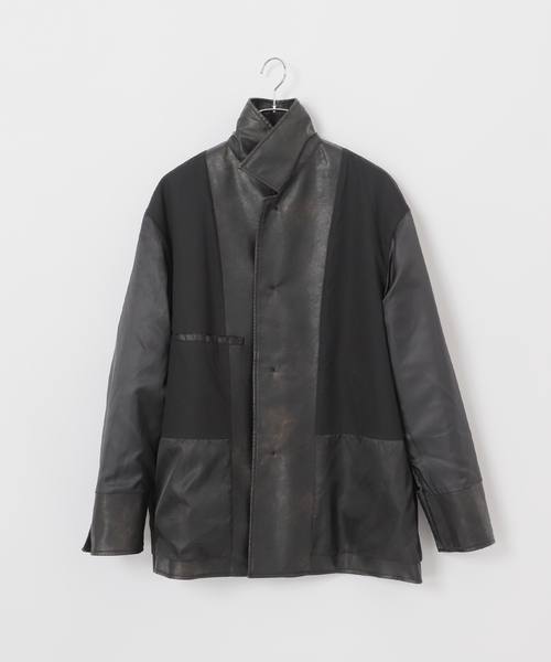 セール】フェード加工 フェイクレザーカーコート（ライダース