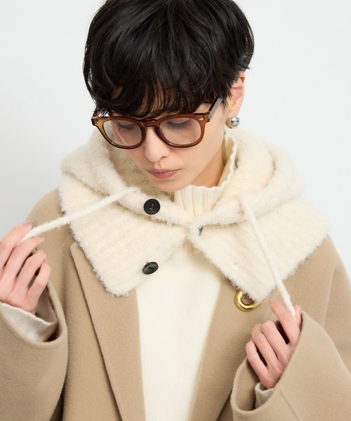 BARNYARDSTORM（バンヤードストーム）の「BARNYARDSTORM / フードツキスヌード（ネックウォーマー/スヌード・レディース・グレー/ホワイト/ベージュ・FREE）」の17枚目の写真