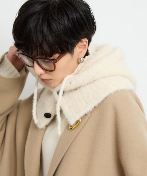 BARNYARDSTORM（バンヤードストーム）の「BARNYARDSTORM / フードツキスヌード（ネックウォーマー/スヌード・レディース・グレー/ホワイト/ベージュ・FREE）」の18枚目の写真