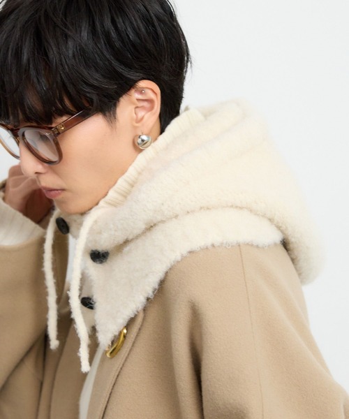 BARNYARDSTORM（バンヤードストーム）の「BARNYARDSTORM / フードツキスヌード（ネックウォーマー/スヌード・レディース・グレー/ホワイト/ベージュ・FREE）」の19枚目の写真