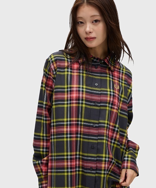 セール】Tartan Shirt Dress／タータンチェックシャツワンピース