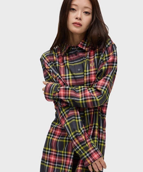 セール】Tartan Shirt Dress／タータンチェックシャツワンピース