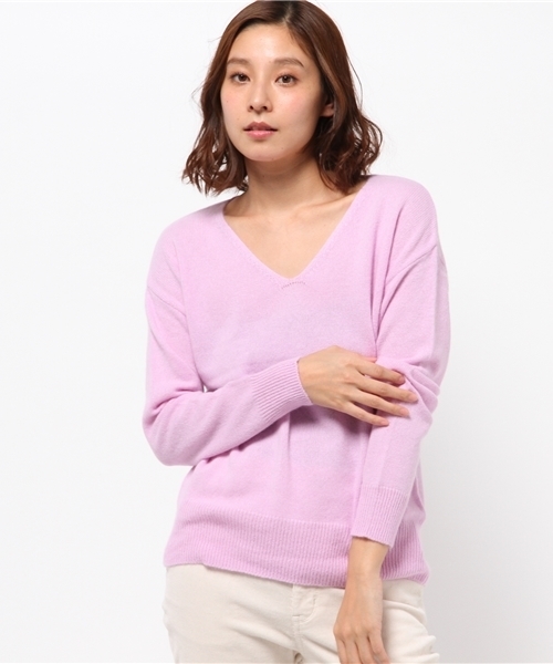 DouDou（ドゥドゥ）の「【DouDou】フェレットVネックニット（ニット/セーター・レディース・グレー/ラベンダー/ブラック/ネイビー・FREE）」の12枚目の写真