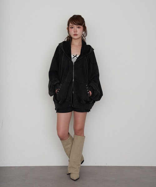 RAY CASSIN（レイカズン）の「ピグメントルーズスウェット / パーカー（パーカー・レディース・ブラック/ベージュ/ブラウン・FREE）」の10枚目の写真