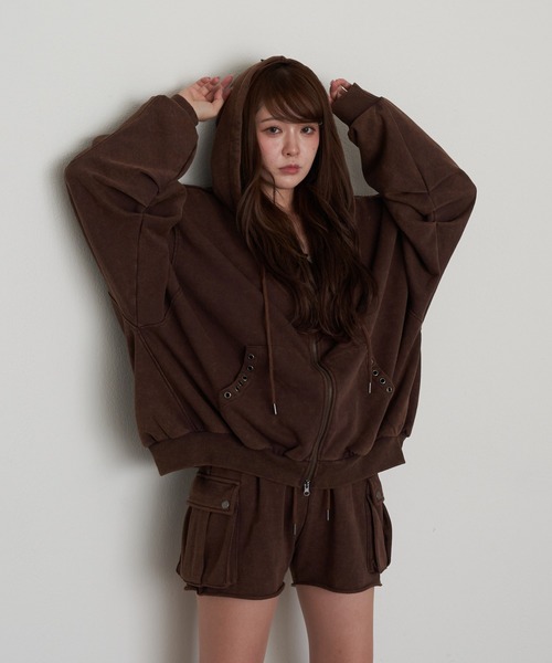 RAY CASSIN（レイカズン）の「ピグメントルーズスウェット / パーカー（パーカー・レディース・ブラック/ベージュ/ブラウン・FREE）」の19枚目の写真