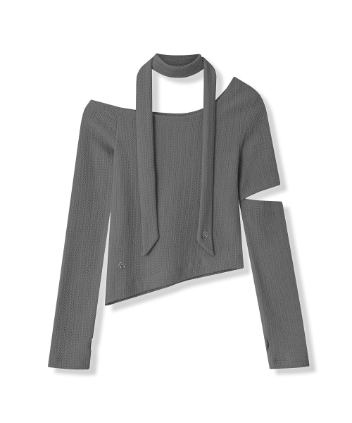 AVANDRESS(アバンドレス )の「Bonnie Off-shoulder Scarf T-shirt - 5COL(Tシャツ/カットソー・レディース・ブラック/アイボリー/グレー/ラベンダー/チャコール・MEDIUM/SMALL)」の12枚目の写真