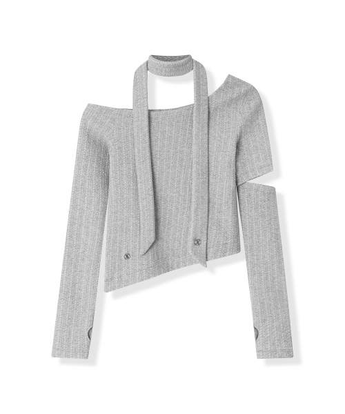 AVANDRESS(アバンドレス )の「Bonnie Off-shoulder Scarf T-shirt - 5COL(Tシャツ/カットソー・レディース・ブラック/アイボリー/グレー/ラベンダー/チャコール・MEDIUM/SMALL)」の13枚目の写真