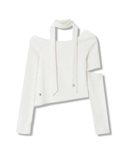 AVANDRESS(アバンドレス )の「Bonnie Off-shoulder Scarf T-shirt - 5COL(Tシャツ/カットソー・レディース・ブラック/アイボリー/グレー/ラベンダー/チャコール・MEDIUM/SMALL)」の14枚目の写真