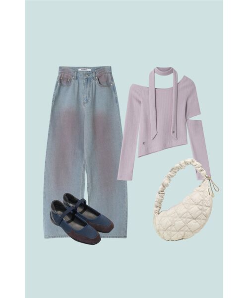 AVANDRESS(アバンドレス )の「Bonnie Off-shoulder Scarf T-shirt - 5COL(Tシャツ/カットソー・レディース・ブラック/アイボリー/グレー/ラベンダー/チャコール・MEDIUM/SMALL)」の16枚目の写真