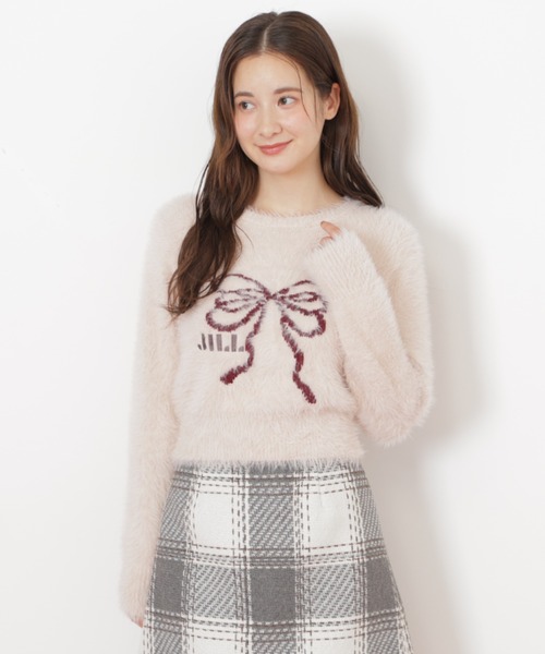 JILL by JILL STUART（ジルバイジルスチュアート）の「◇フェザーリボンジャガードニット（ニット/セーター・レディース・ブラック/ホワイト/ピンク・FREE）」の15枚目の写真