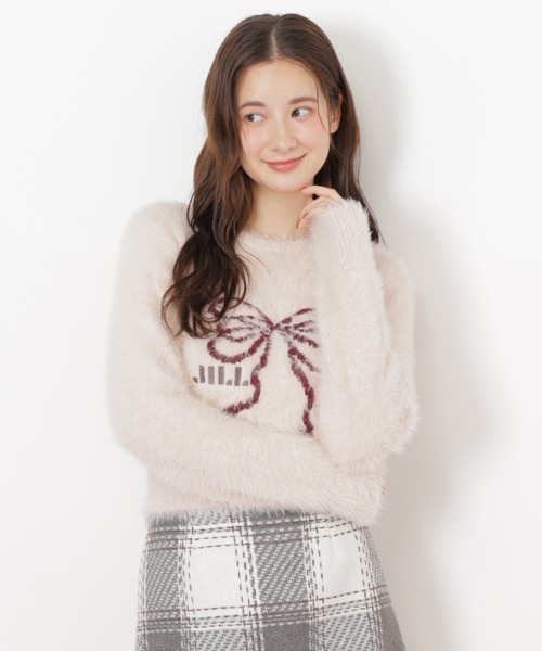 JILL by JILL STUART（ジルバイジルスチュアート）の「◇フェザーリボンジャガードニット（ニット/セーター・レディース・ブラック/ホワイト/ピンク・FREE）」の13枚目の写真