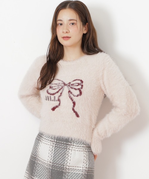 JILL by JILL STUART（ジルバイジルスチュアート）の「◇フェザーリボンジャガードニット（ニット/セーター・レディース・ブラック/ホワイト/ピンク・FREE）」の17枚目の写真