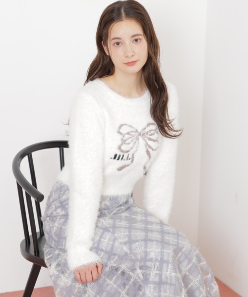 JILL by JILL STUART（ジルバイジルスチュアート）の「◇フェザーリボンジャガードニット（ニット/セーター・レディース・ブラック/ホワイト/ピンク・FREE）」の22枚目の写真