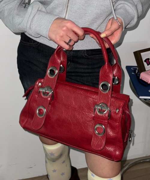SHAGGIE(シャギー)の「ダブルハンドルアイレットミニボストンバッグ(ボストンバッグ・レディース・レッド/ブラウン/ブラック・FREE)」の22枚目の写真