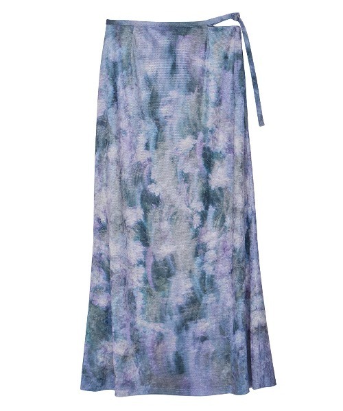 Ameri UND LANDSCAPE PRINT SKIRT（ブルー） セール】UND LANDSCAPE PRINT WAIST SLIT SKIRT（スカート）｜Ameri