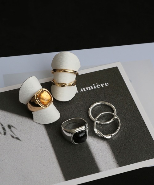 colleca la（コレカラ）の「スクエアワイドリングセット（リング・レディース・その他1/その他2・FREE）」の5枚目の写真