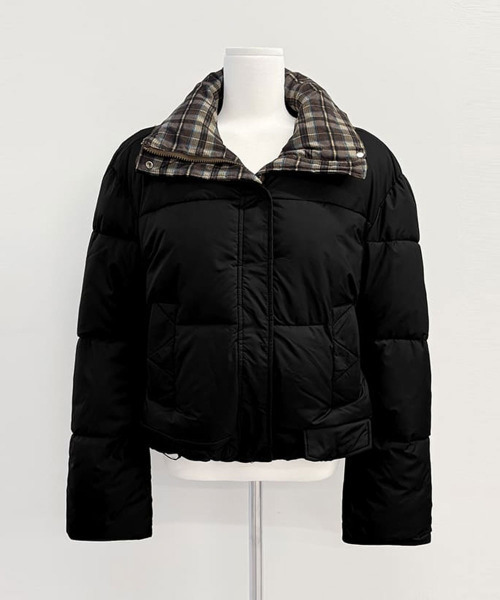 チェック柄 ショート中綿ジャケット（ダウンジャケット/コート