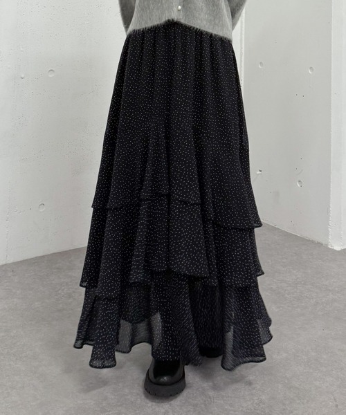 archives(アルシーヴ)の「ドットアソートフリルティアードスカート(スカート・レディース・ホワイト×ブラウン/アイボリー/ホワイト×ブラック/ブラック・MEDIUM)」の14枚目の写真