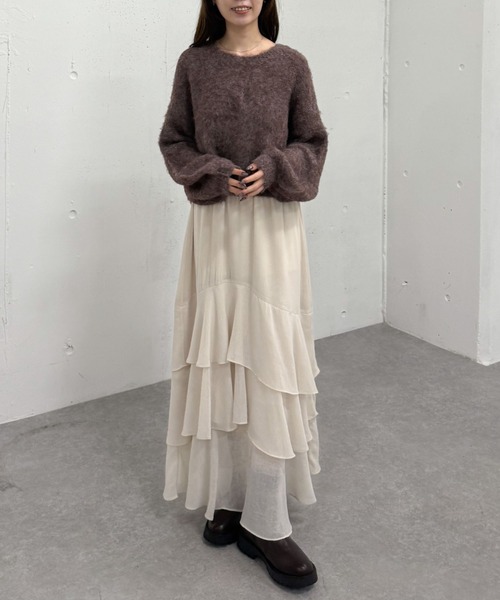 archives(アルシーヴ)の「ドットアソートフリルティアードスカート(スカート・レディース・ホワイト×ブラウン/アイボリー/ホワイト×ブラック/ブラック・MEDIUM)」の11枚目の写真