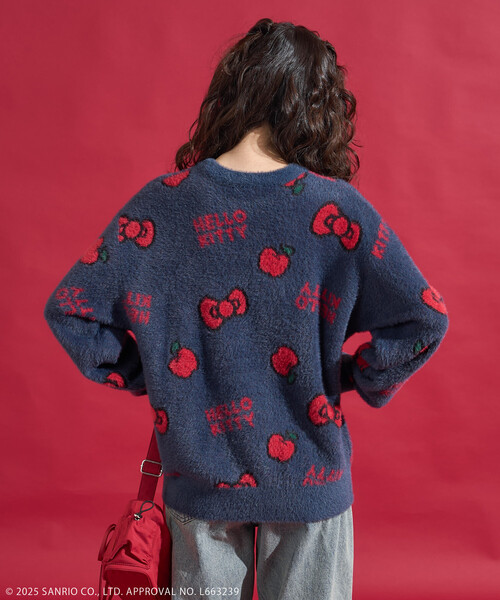FREAK'S STORE(フリークスストア)の「SANRIO/サンリオ 「HELLO KITTY」 シャギー リボン 総柄 ニット(ニット/セーター・レディース・ネイビー/ホワイト・FREE)」の10枚目の写真