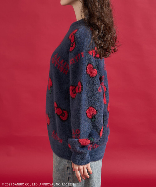FREAK'S STORE(フリークスストア)の「SANRIO/サンリオ 「HELLO KITTY」 シャギー リボン 総柄 ニット(ニット/セーター・レディース・ネイビー/ホワイト・FREE)」の15枚目の写真