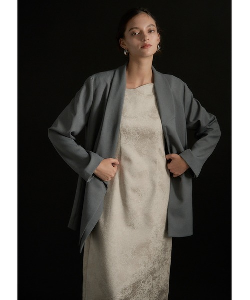 LE'RURE（リルアー）の「Irregular collar design jacket（テーラードジャケット・レディース・ベージュ/ブラック/グレー・SMALL/MEDIUM）」の14枚目の写真