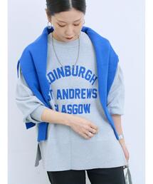 Samansa Mos2 blue | ロゴニットプルオーバー(ニット/セーター)