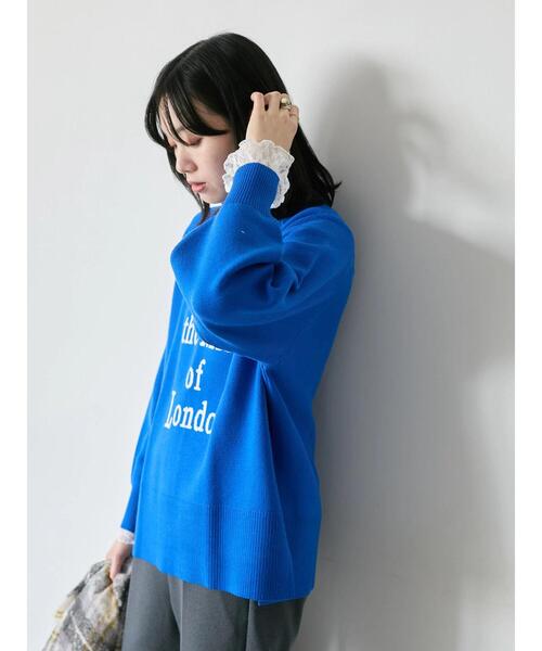 Samansa Mos2 blue（サマンサモスモスブルー）の「ロゴニットプルオーバー（ニット/セーター・レディース・イエロー/ブラック/シルバーグレー/トップグレー/ブルー・F）」の17枚目の写真