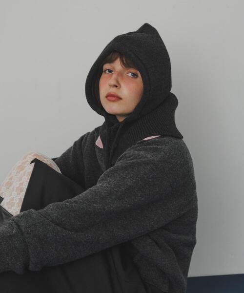 SMELLY（スメリー）の「リブニットバラクラバ（ニットキャップ/ビーニー・レディース・アイボリー/チャコールグレー・-）」の6枚目の写真