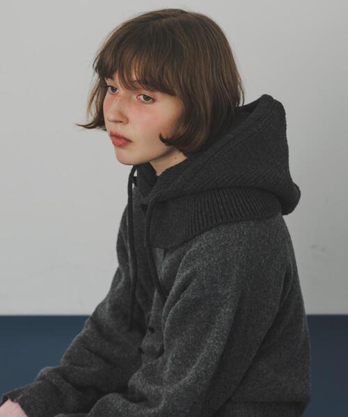 SMELLY（スメリー）の「リブニットバラクラバ（ニットキャップ/ビーニー・レディース・アイボリー/チャコールグレー・-）」の7枚目の写真