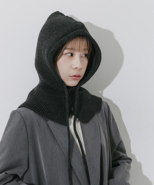 SMELLY（スメリー）の「リブニットバラクラバ（ニットキャップ/ビーニー・レディース・アイボリー/チャコールグレー・-）」の8枚目の写真