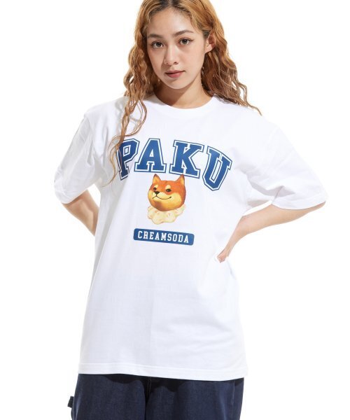 CREAM SODA LAB(クリームソーダラボ)の「パクロゴ半袖Tシャツホワイトブルー(Tシャツ/カットソー・メンズ・その他・XX-LARGE/LARGE/MEDIUM/X-LARGE)」の2枚目の写真