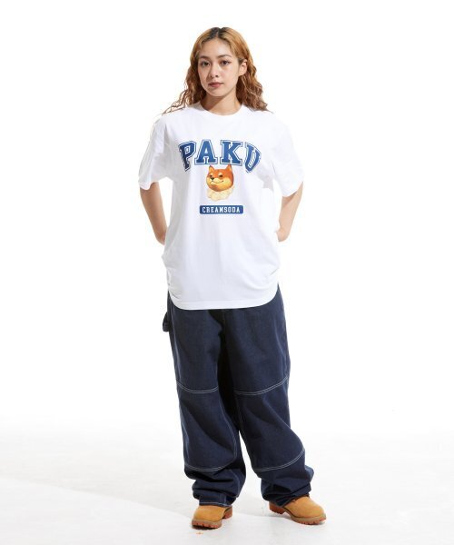 CREAM SODA LAB(クリームソーダラボ)の「パクロゴ半袖Tシャツホワイトブルー(Tシャツ/カットソー・メンズ・その他・XX-LARGE/LARGE/MEDIUM/X-LARGE)」の3枚目の写真