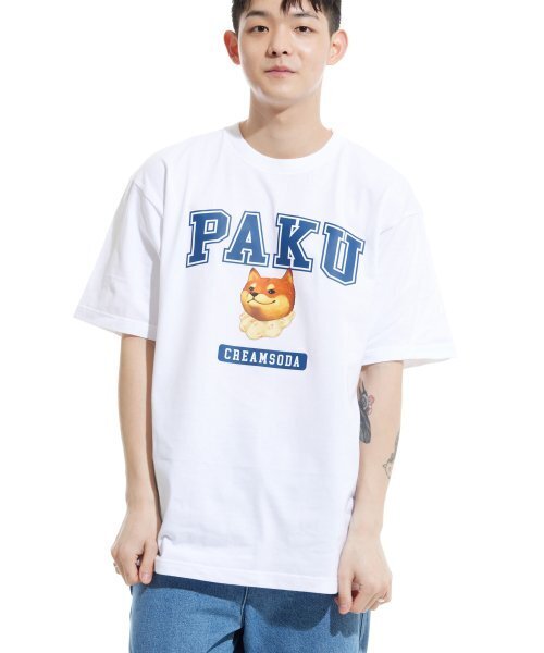 CREAM SODA LAB(クリームソーダラボ)の「パクロゴ半袖Tシャツホワイトブルー(Tシャツ/カットソー・メンズ・その他・XX-LARGE/LARGE/MEDIUM/X-LARGE)」の5枚目の写真
