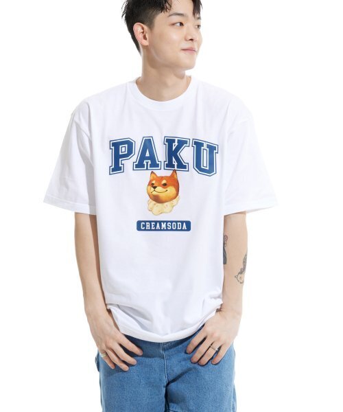 CREAM SODA LAB(クリームソーダラボ)の「パクロゴ半袖Tシャツホワイトブルー(Tシャツ/カットソー・メンズ・その他・XX-LARGE/LARGE/MEDIUM/X-LARGE)」の6枚目の写真
