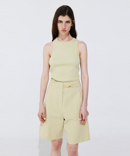 WNDERKAMMER(ブンダーカンマー)の「ベルト付きコットンバermudaパンツ_オリーブ(その他パンツ・レディース・その他・MEDIUM/SMALL/X-SMALL)」の1枚目の写真