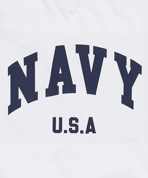 PAPERBOY(ペーパーボーイ)の「ネイビー U.S.A 半袖Tシャツ - ホワイト&ネイビー(Tシャツ/カットソー・レディース・その他・LARGE/X-LARGE/SMALL/MEDIUM)」の7枚目の写真