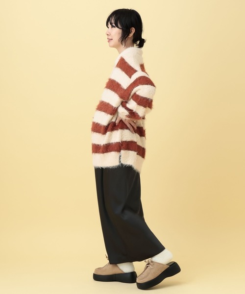 LEPSIM（レプシィム）の「【産前・産後対応】マタニティ／ラガーボーダーニット　630020（マタニティウェア/グッズ・レディース・レッド/ブラウン・FREE）」の7枚目の写真
