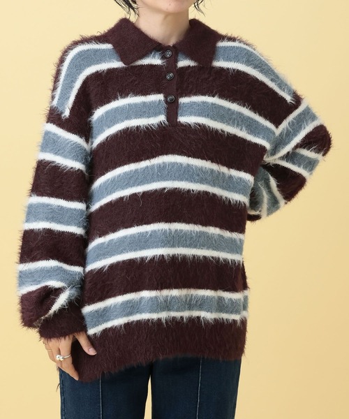 LEPSIM（レプシィム）の「【産前・産後対応】マタニティ／ラガーボーダーニット　630020（マタニティウェア/グッズ・レディース・レッド/ブラウン・FREE）」の9枚目の写真