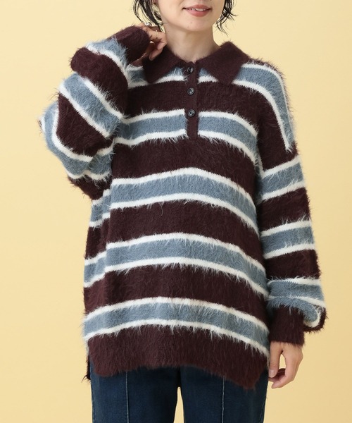 LEPSIM（レプシィム）の「【産前・産後対応】マタニティ／ラガーボーダーニット　630020（マタニティウェア/グッズ・レディース・レッド/ブラウン・FREE）」の10枚目の写真