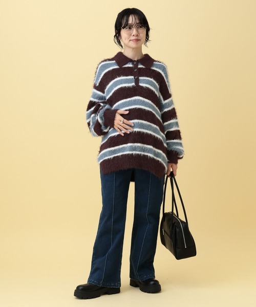 LEPSIM（レプシィム）の「【産前・産後対応】マタニティ／ラガーボーダーニット　630020（マタニティウェア/グッズ・レディース・レッド/ブラウン・FREE）」の13枚目の写真