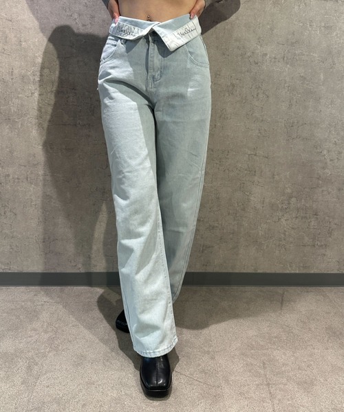 Mejoul(メジュール)の「【2026春夏新作】ウエスト折り返しハイウエストワイドデニムパンツ(デニムパンツ・レディース・ブルー・M/L)」の11枚目の写真