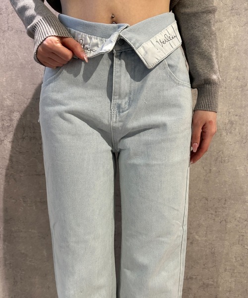 Mejoul(メジュール)の「【2026春夏新作】ウエスト折り返しハイウエストワイドデニムパンツ(デニムパンツ・レディース・ブルー・M/L)」の12枚目の写真